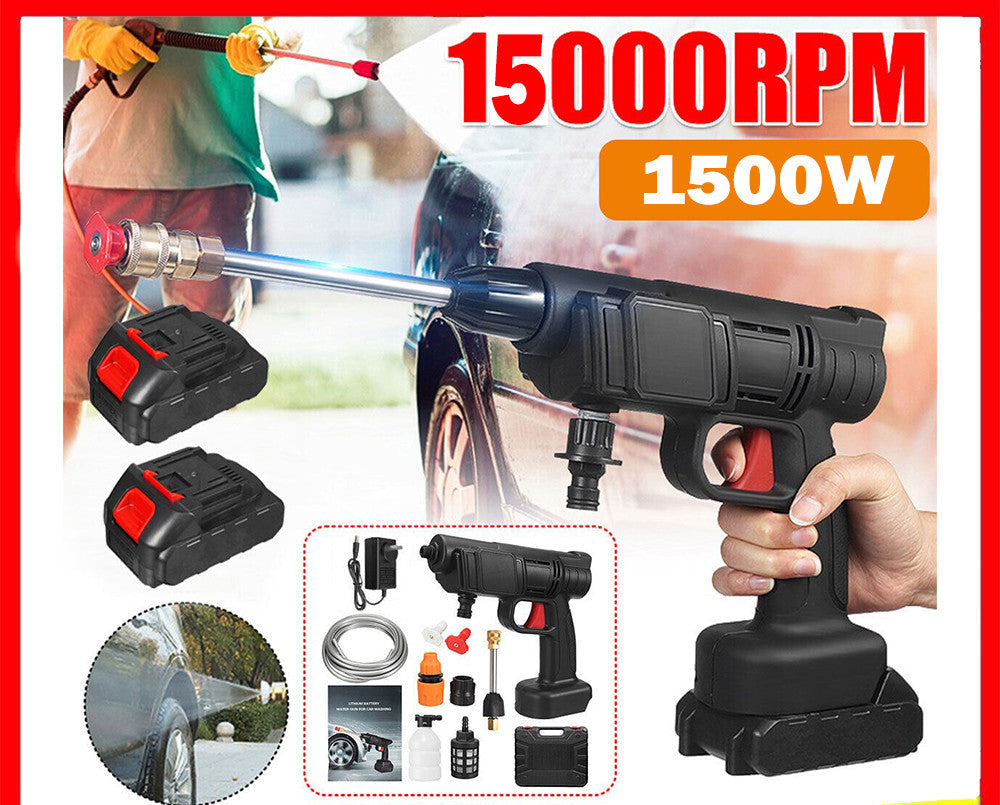 Cordless Electric High Pressure Water Spray Gun Car Washer Cleaner W/ 2 Battery