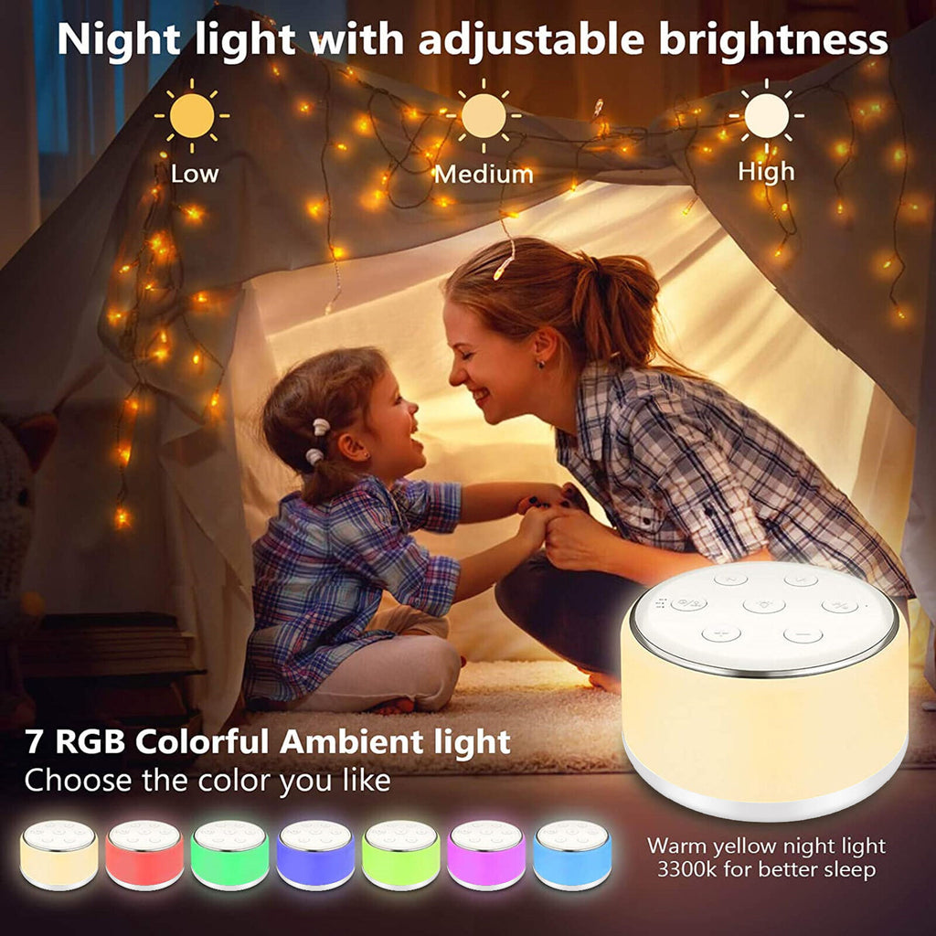 34 Soothing Sounds Maker Noise Machine Baby Sleeping Adults Kids Night Light 