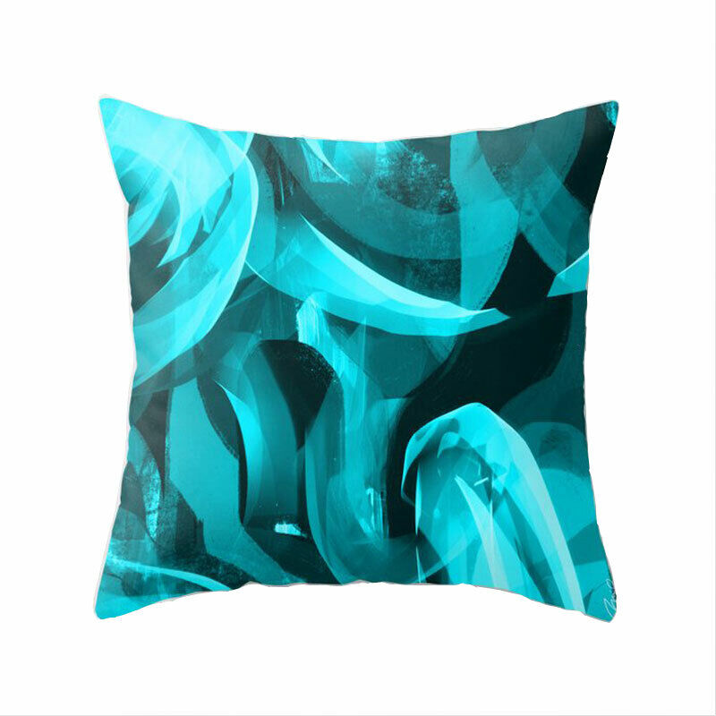 Aqua Turquoise Blue Home Decor Cushion Cover Teal Abstract Cushion Cover