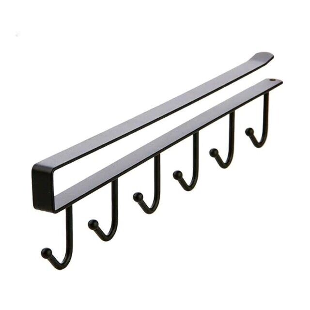 1-4X 6 Hooks Metal under Shelf Hook Kitchen Cupboard Cabinet Mug Cup Rack Holder