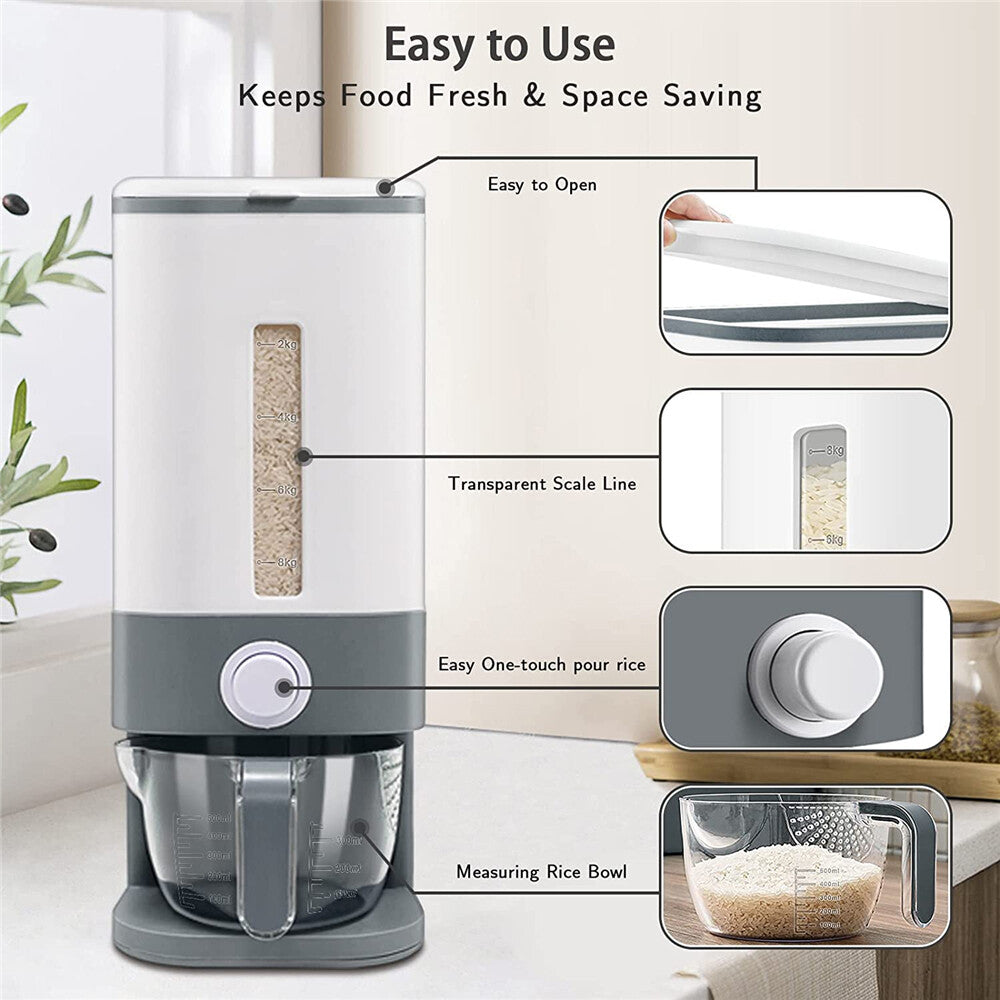 Auto Plastic Dry Food Storage Dispenser Container Airtight Cereal Rice Lid Box