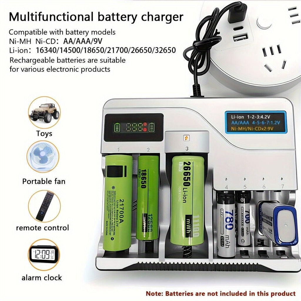 Multi Slots Smart Battery Charger for AA AAA 2A Size Rechargeable Batteries USB