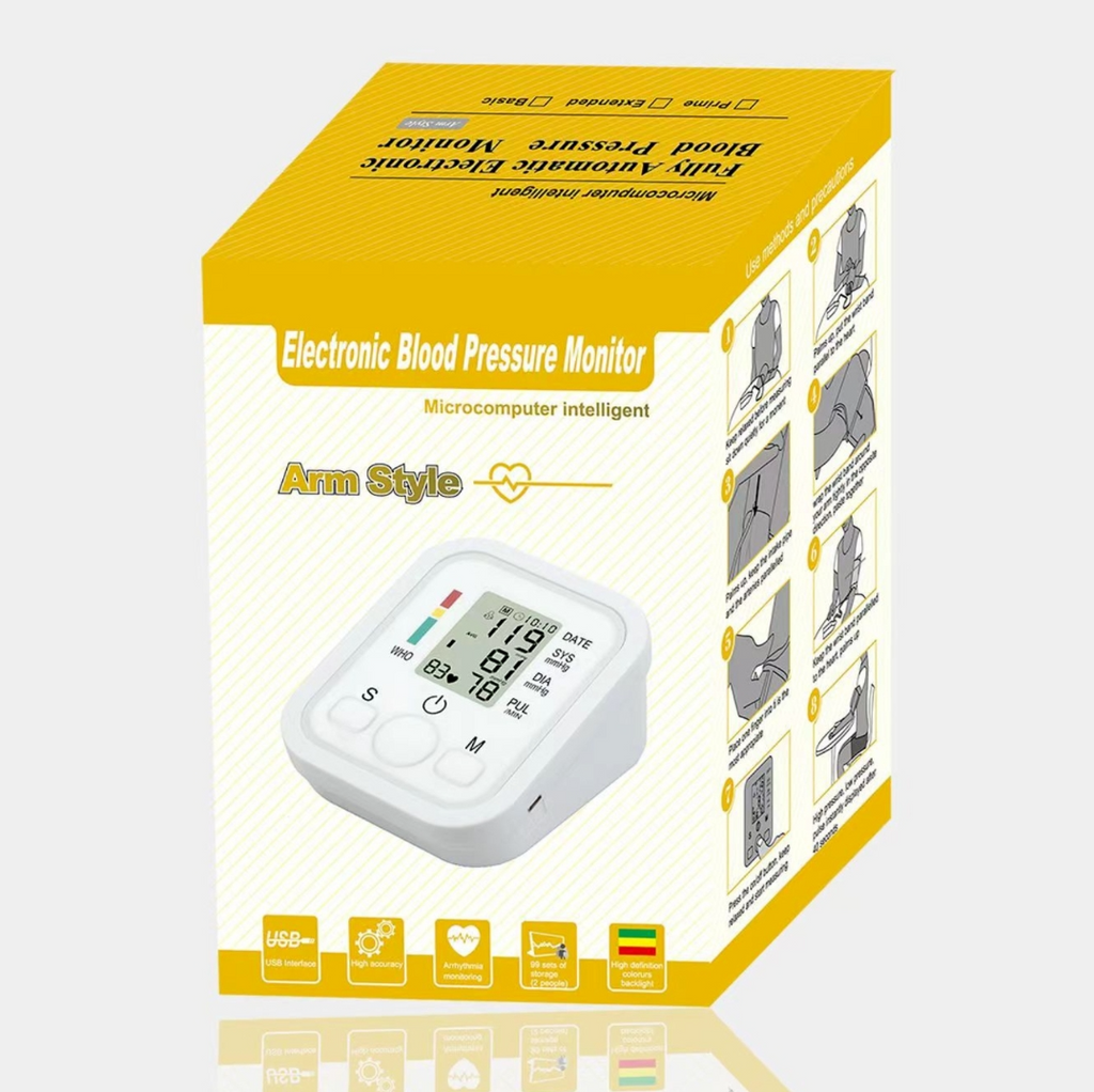 Portable Heart Rate Meter LCD Upper Arm Digital Blood Pressure Monitor 