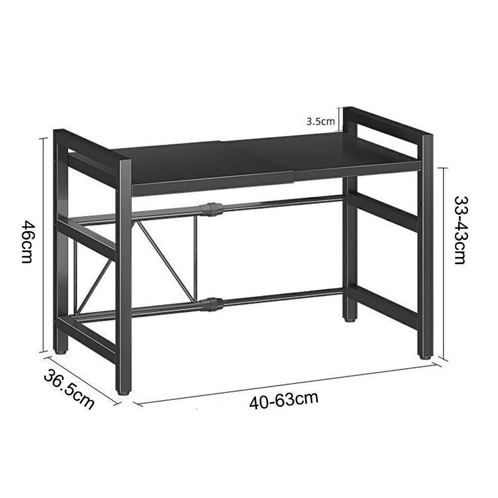 2 Tier Adjustable Metal Microwave Oven Shelf Stand Kitchen Storage Rack Organize