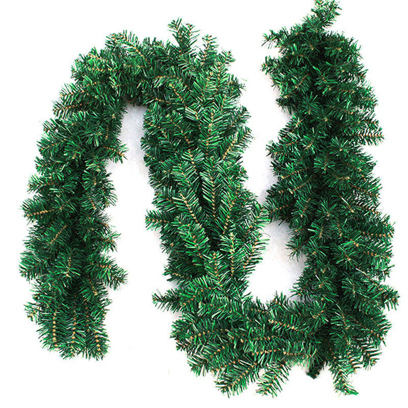9FT Christmas Garland with LED Lights Door Wreath Xmas Pine Fireplace Home Decor