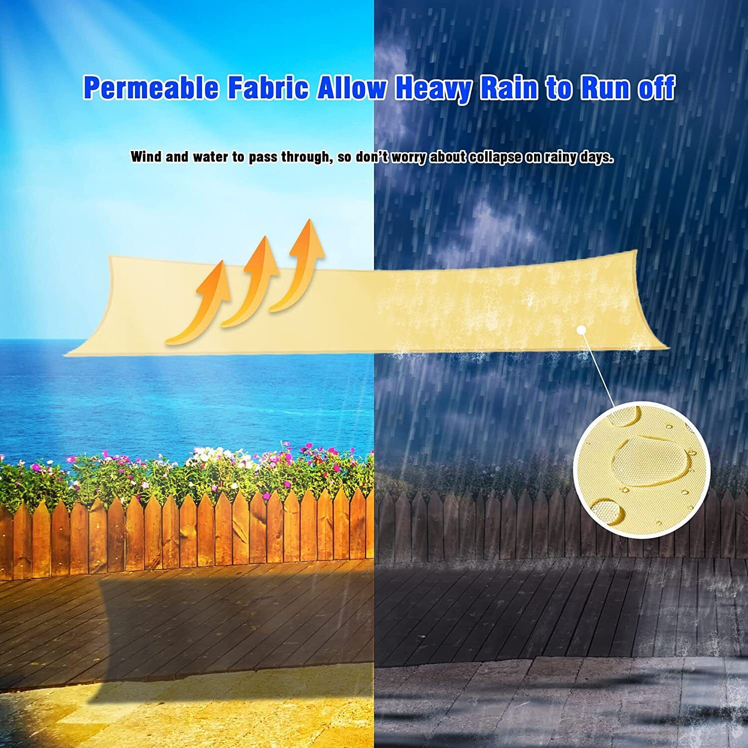 Rectangle Sun Shade Sail 320 GSM Extra Heavy Duty Shade Cloth 98% UV Block