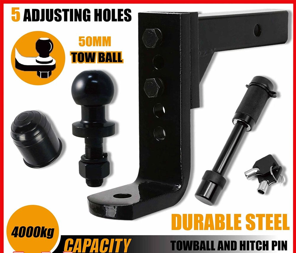 4000KG Tow Hitch Ball Towbar Drop Mount Tongue Trailer Tow Bar Adjustable Height