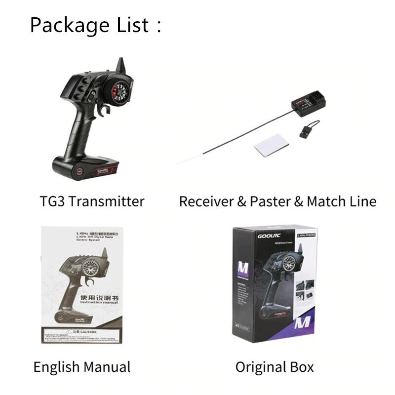 TG3 2.4Ghz 3CH Remote Control Transmitter with Receiver for RC Car Boat