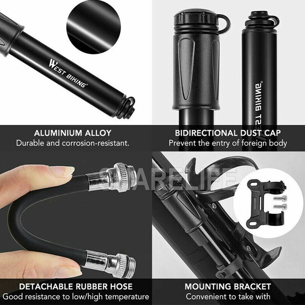 Aluminium MINI BICYCLE AIR PUMP Bike Hand Ball Inflator Portable Cycling Tyre