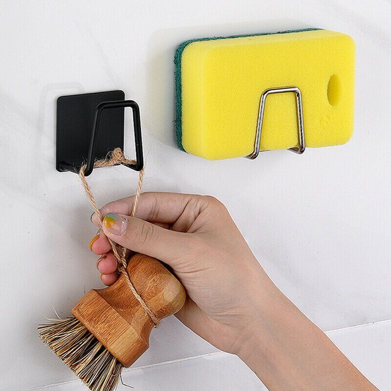 2PCS Adhesive Sponge Holder Sink Caddy for Kitchen Accessories Stainless Steel