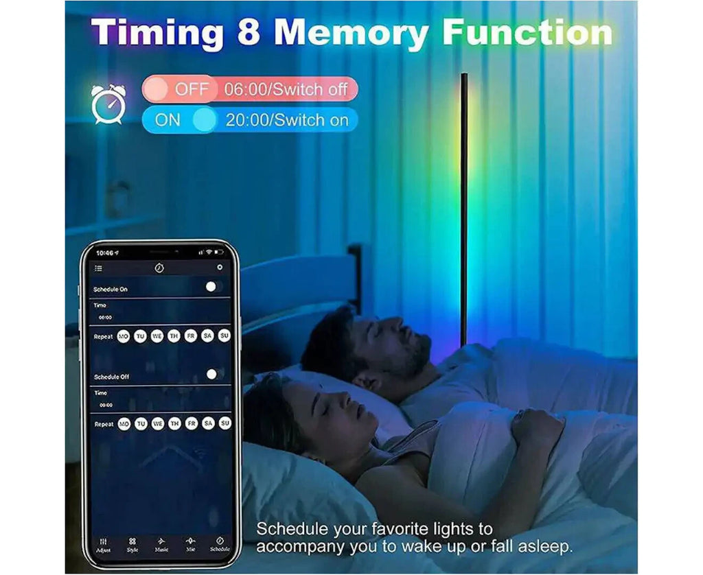 LED Corner Floor Lamp RGB Colour Modern Living Room Light Dimmable Smart Remote