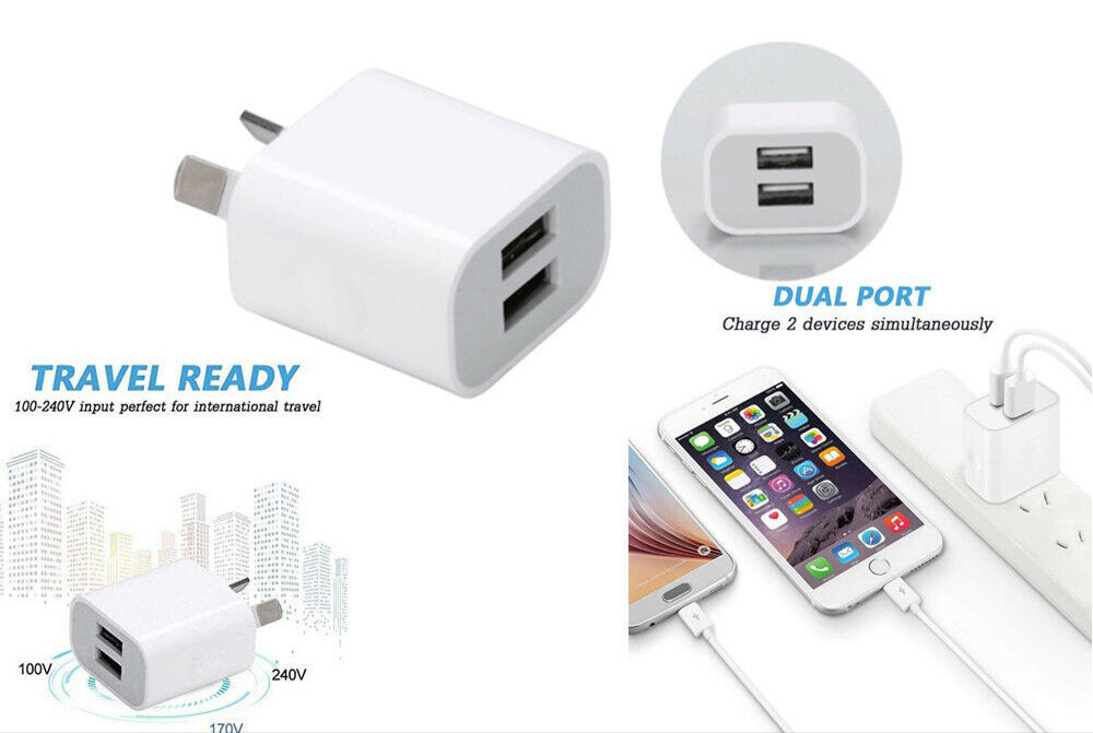 Universal Travel 5V 2A  Charger Dual USB AC Wall Home Power Adapter AU Plug Phone