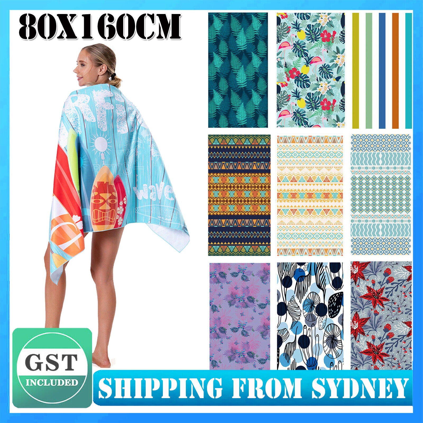 Microfiber Quick Dry Absorbent Sand Free Beach Towel Swim Towel Pool Towel 