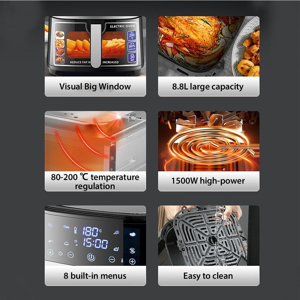 Air Fryer 8.8L LCD Fryers Oven Airfryer / Accessories Healthy Cooker Oil Free