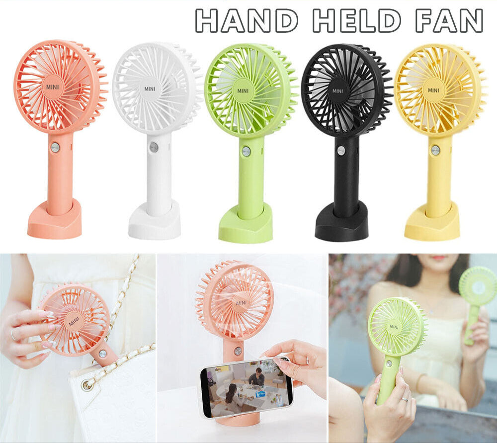 Mini Portable Hand-Held Desk Fan Cooling Cooler Humanized Design USB Air Rechargeable 3 Speed AU