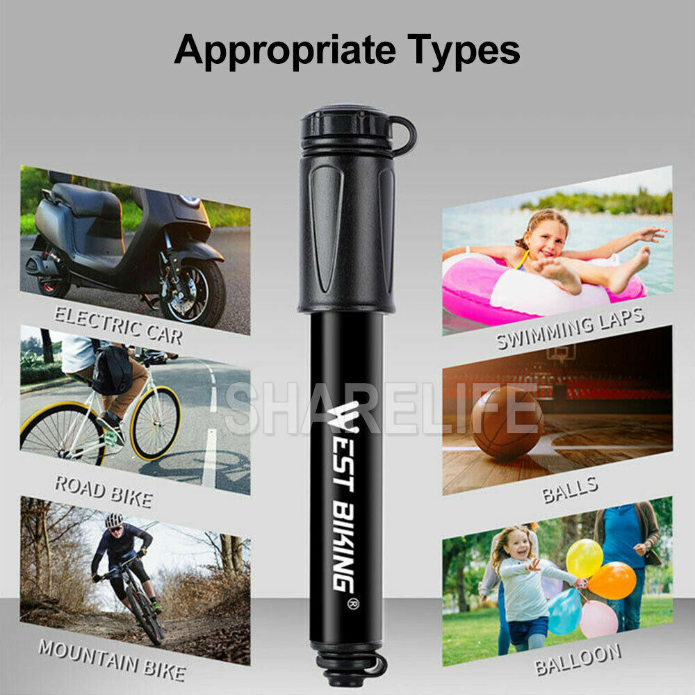Aluminium MINI BICYCLE AIR PUMP Bike Hand Ball Inflator Portable Cycling Tyre