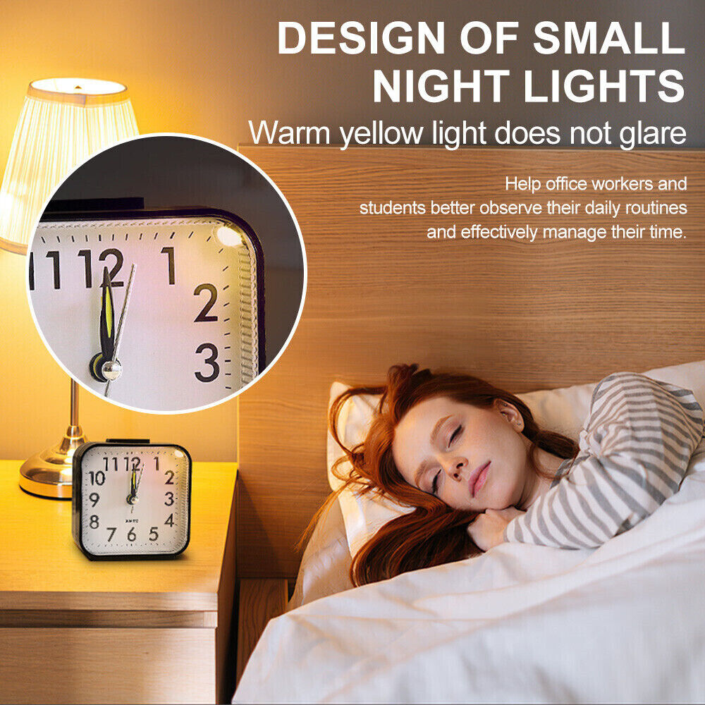 Quartz Alarm Clock with Night Light Notick Quiet Concise Design Snooze Silent Small Bedside Clock