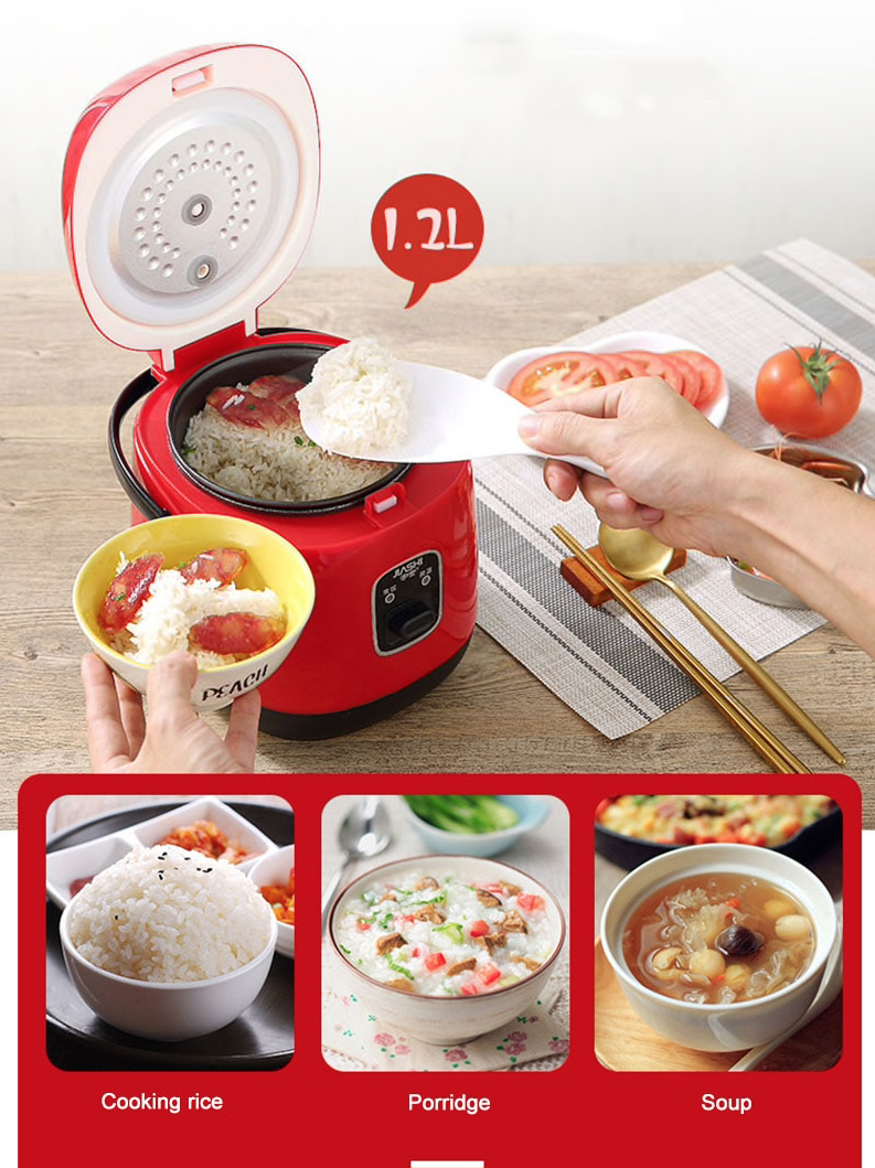 Electric Aluminum 1.2L Mini Rice Cooker W Steamer Hot Pot 4 Household 1-2 People 