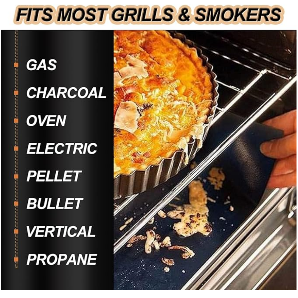  Reusable BBQ Grill Mat Bake Cooking Sheet Non-Stick BBQ Pad Heavy Duty 5Pcs