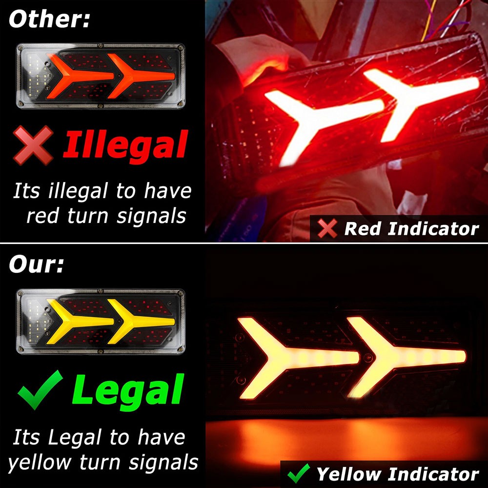 2X 74 LED Tail Lights Trailer Ute Caravan Truck Stop Indicator Rear Lamps 12V