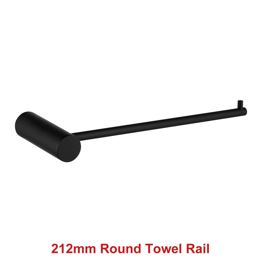 ACA Bath Towel Rail Rack Hook Toilet Brush Paper Holder Accessory Black