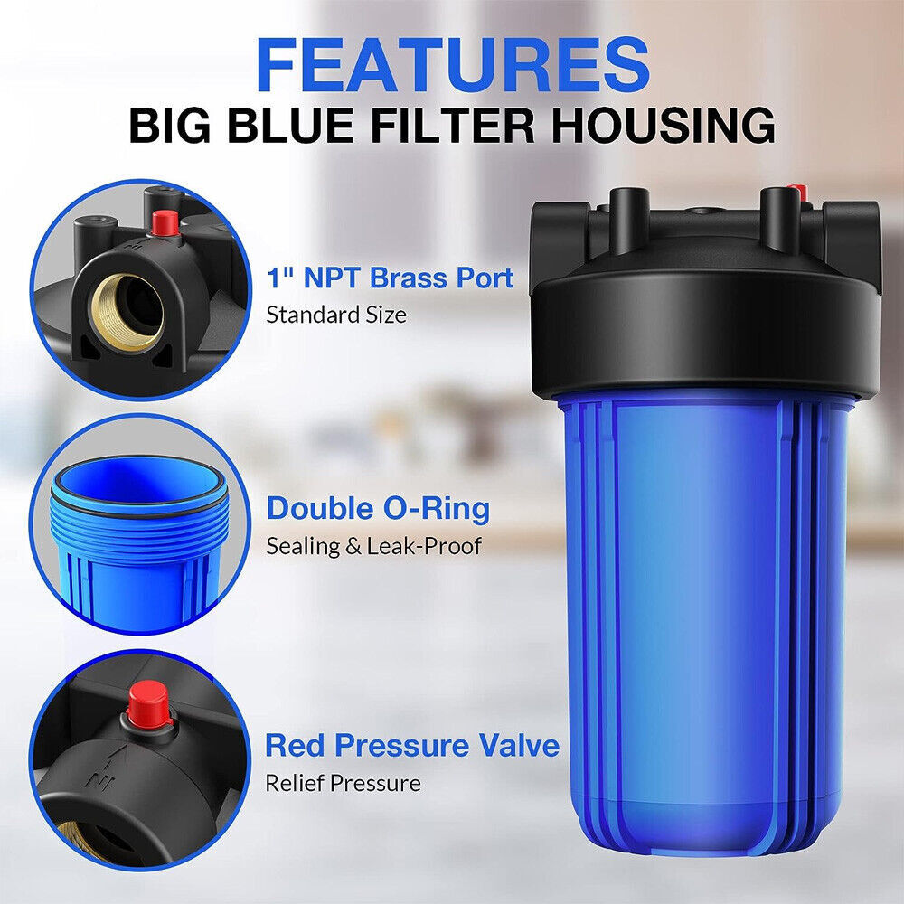  Pre-Filtration System 4.5" X 10"/20" Whole House Big Blue Water Filter Housing