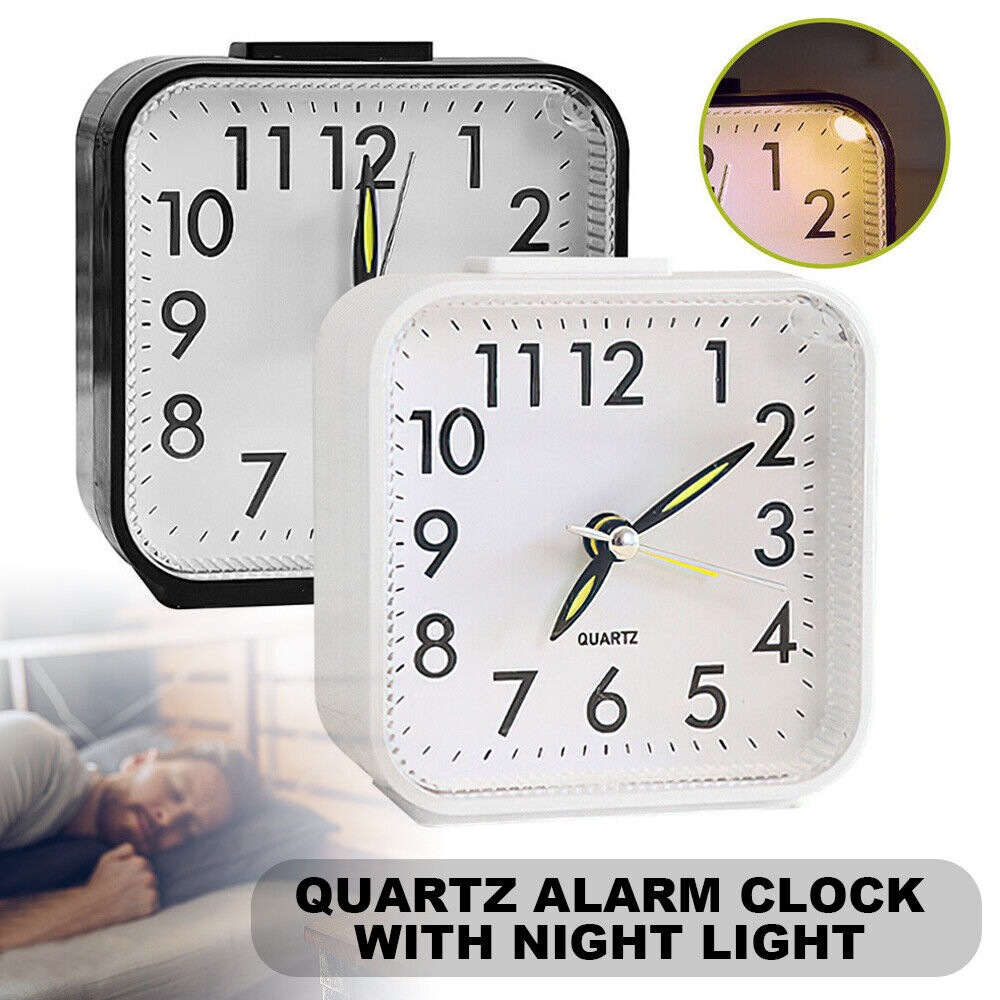 Quartz Alarm Clock with Night Light Notick Quiet Concise Design Snooze Silent Small Bedside Clock