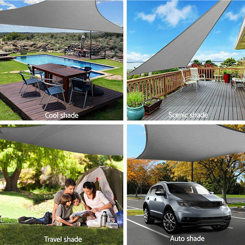 Rectangle Sun Shade Sail Shade Cloth Extra Heavy Duty 98% UV Block Grey Shade