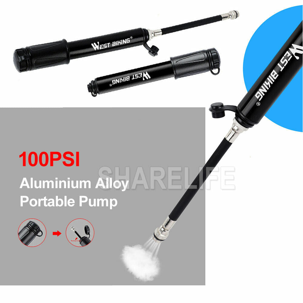 Aluminium MINI BICYCLE AIR PUMP Bike Hand Ball Inflator Portable Cycling Tyre