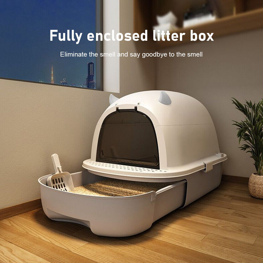Large Cat Litter Box Self Cleaning Pan Drawer Anti-Splashing Cat Potty Tray AU