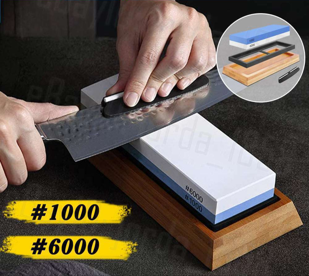 Dual Whetstone Knife Sharpening Stone 1000/6000 Grit Water Wet Stone Sharpener