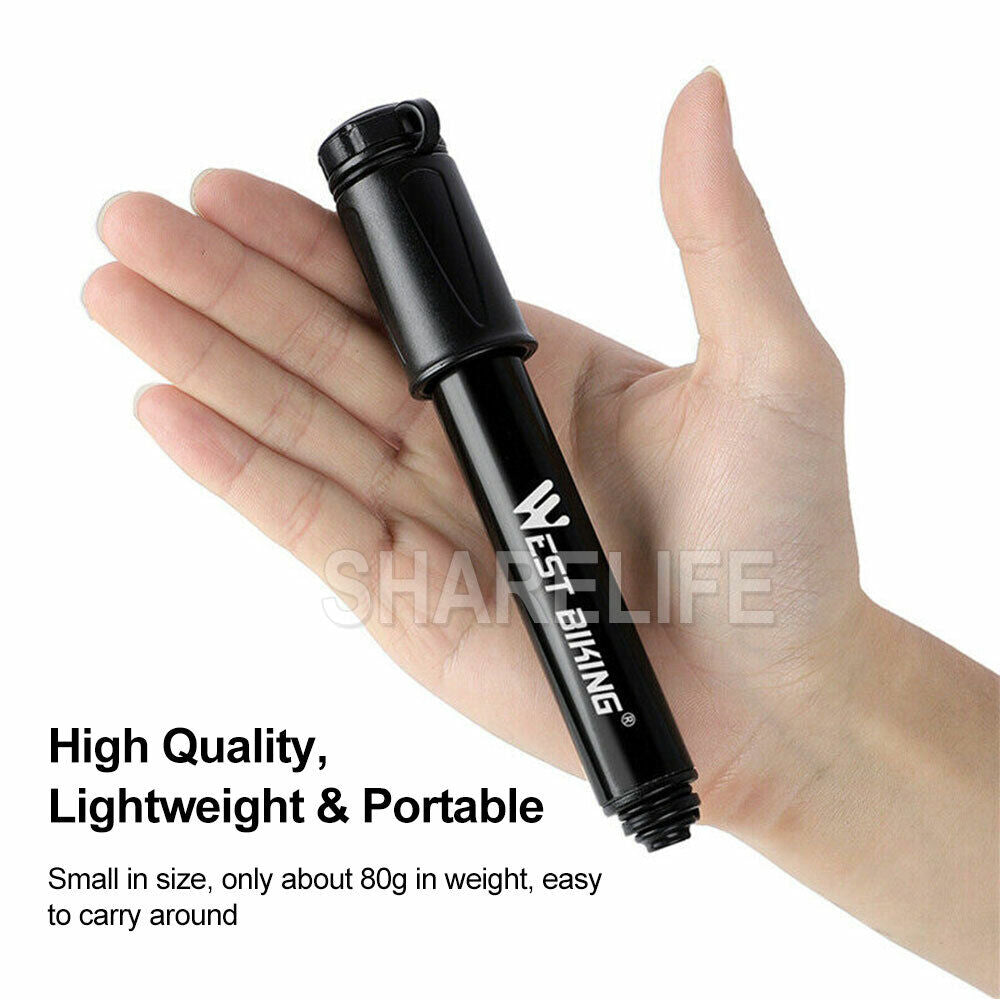 Aluminium MINI BICYCLE AIR PUMP Bike Hand Ball Inflator Portable Cycling Tyre