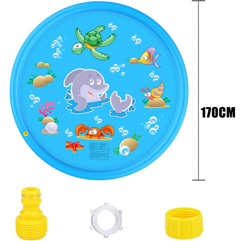 170CM Outdoor Kids Splash Sprinkler Water Play Pad Mat Inflatable Spray Pool Toy