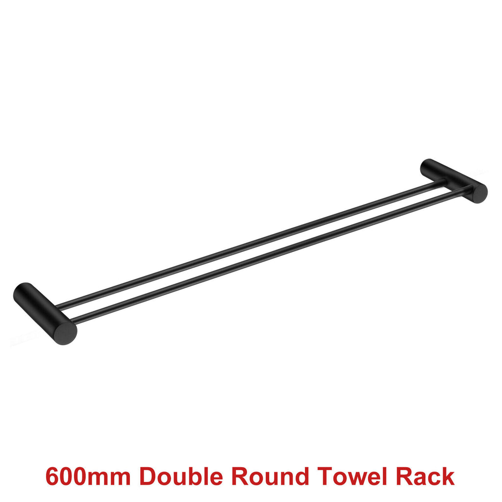 ACA Bath Towel Rail Rack Hook Toilet Brush Paper Holder Accessory Black