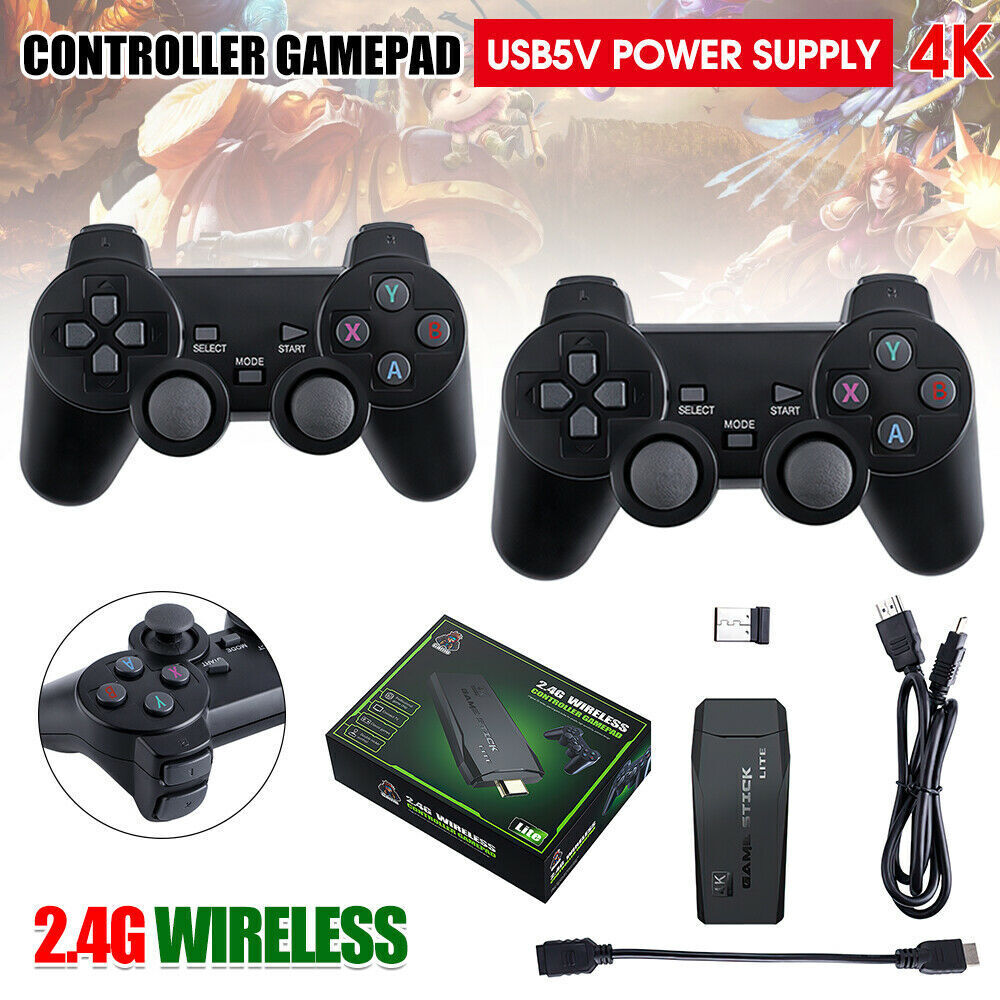 4K HDMI TV 20000+ Video Game Stick Retro Gaming Plug & Play Console With 2 Wireless Controller 