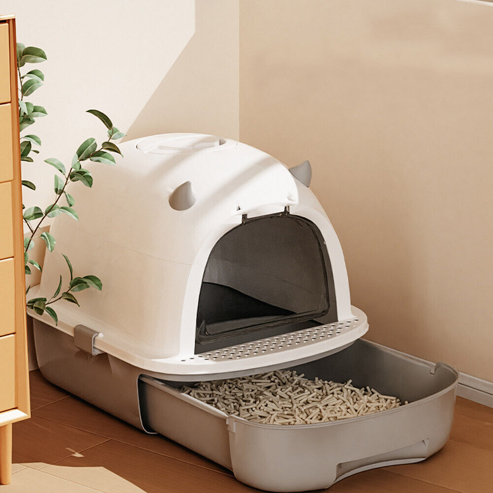 Large Cat Litter Box Self Cleaning Pan Drawer Anti-Splashing Cat Potty Tray AU