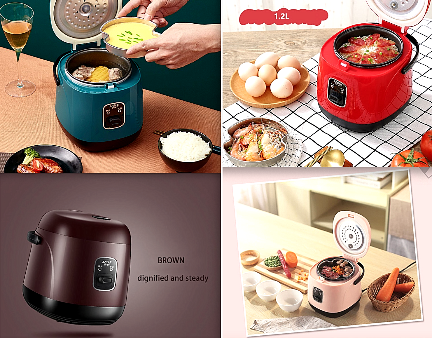 Electric Aluminum 1.2L Mini Rice Cooker W Steamer Hot Pot 4 Household 1-2 People 
