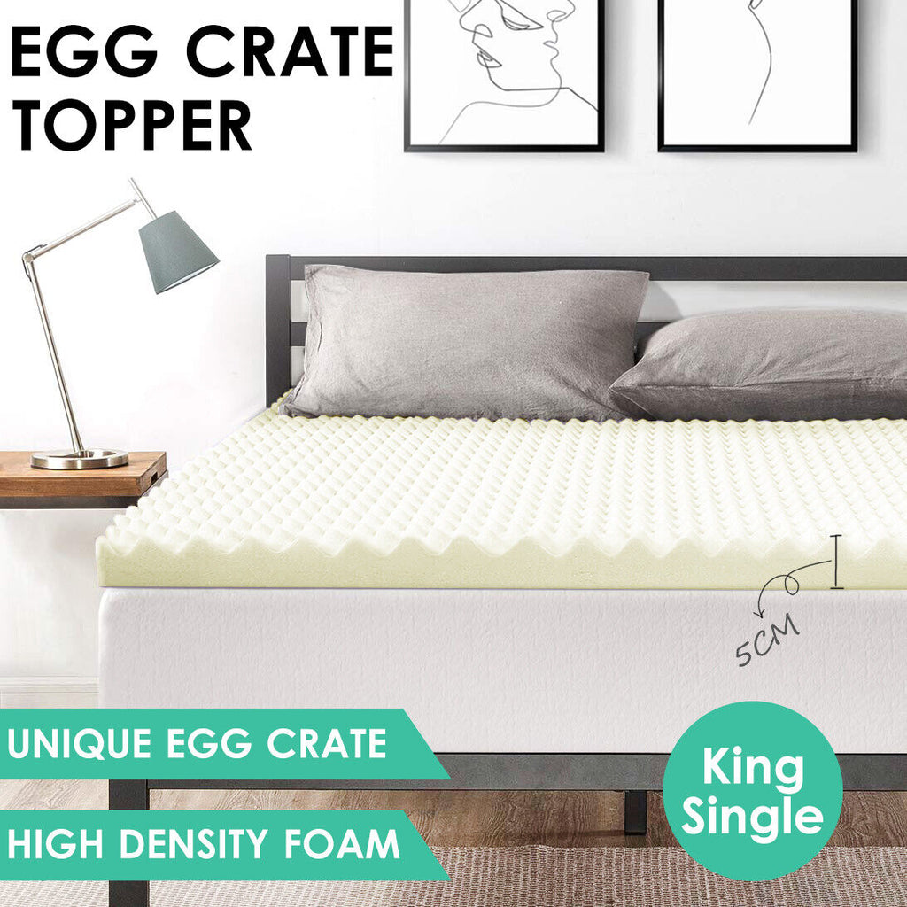All Size Egg Crate Mattress Topper High Density Foam Underlay Protector - 5CM