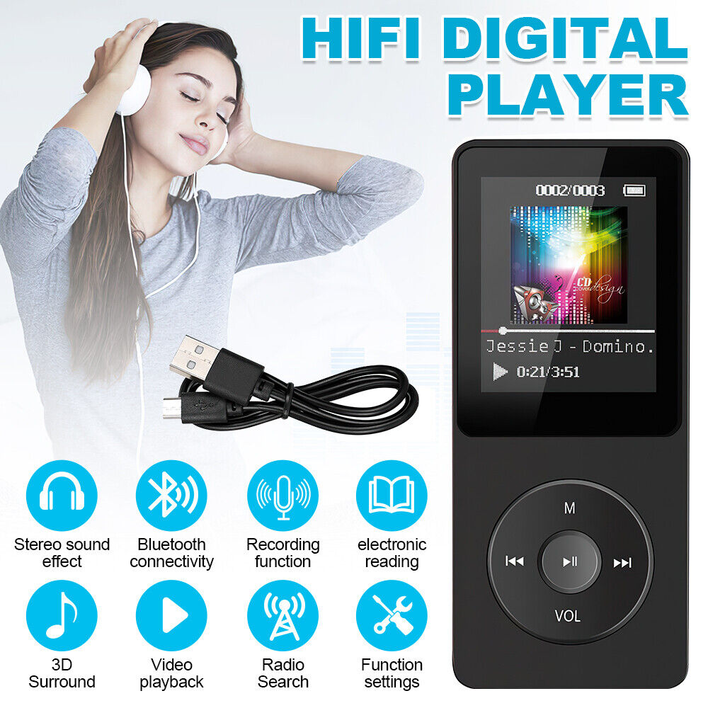 Support 128GB Bluetooth MP4/MP3 Lossless Music Player FM Radio Recorder Portable