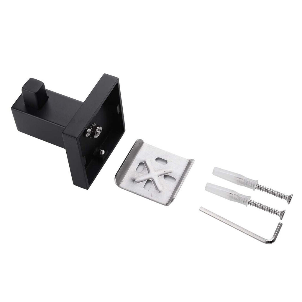 ACA Bath Towel Rail Rack Hook Toilet Brush Paper Holder Accessory Black