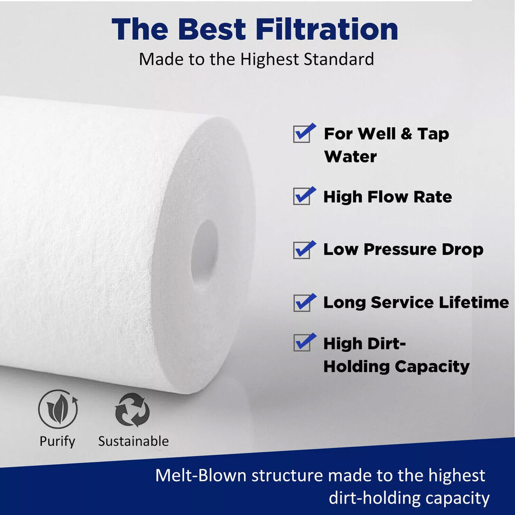  Pre-Filtration System 4.5" X 10"/20" Whole House Big Blue Water Filter Housing