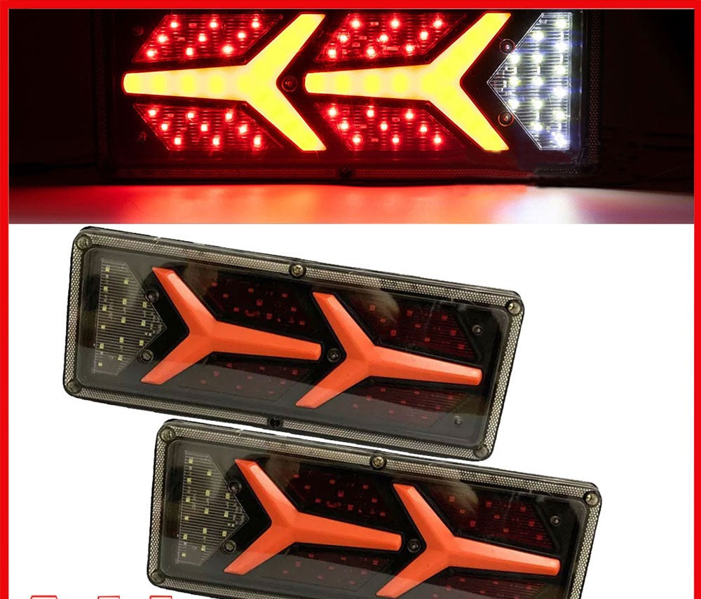 2X 74 LED Tail Lights Trailer Ute Caravan Truck Stop Indicator Rear Lamps 12V