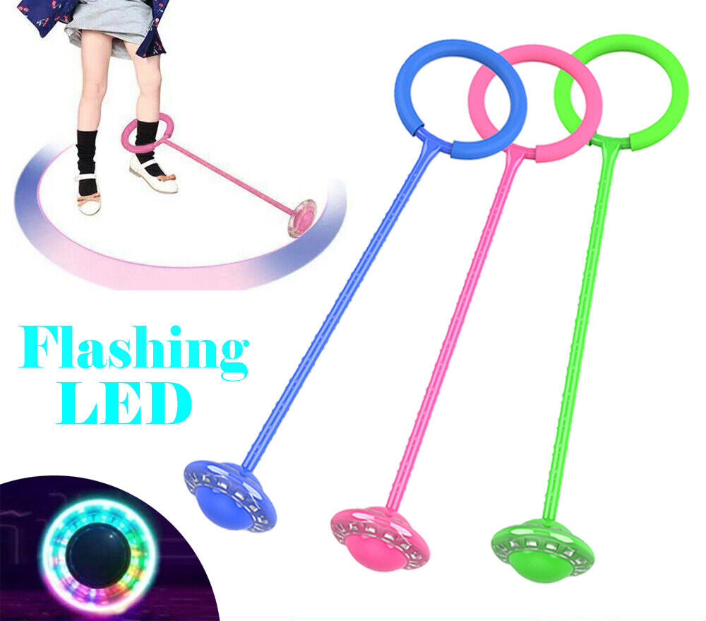 Kids Gift LED Flashing Skip Ball Ring Ankle Jump Ropes Exercise Skipping Fun Toy