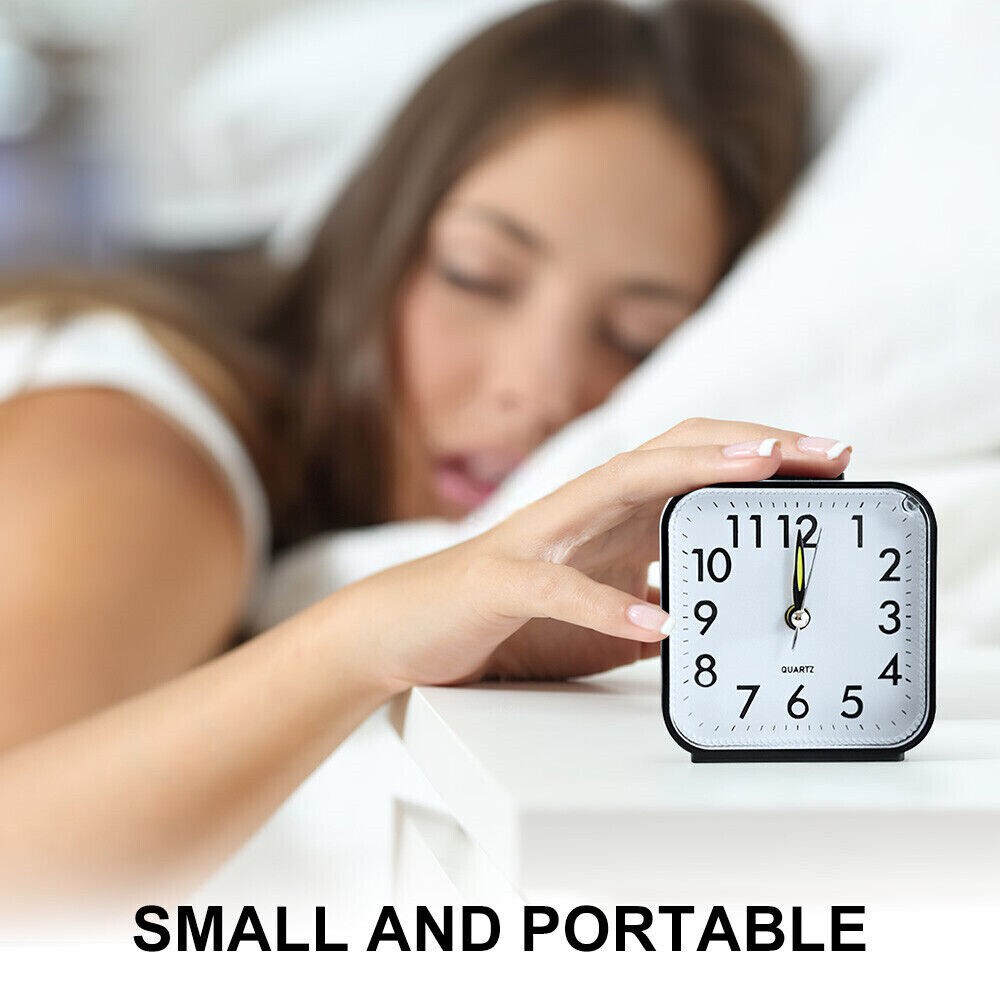 Quartz Alarm Clock with Night Light Notick Quiet Concise Design Snooze Silent Small Bedside Clock