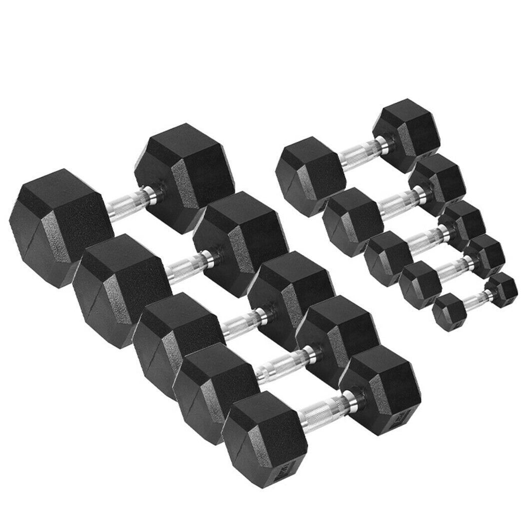 1KG to 40KG Rubber Hex Dumbbell Fitness Home Gym Exercise Strength Weight