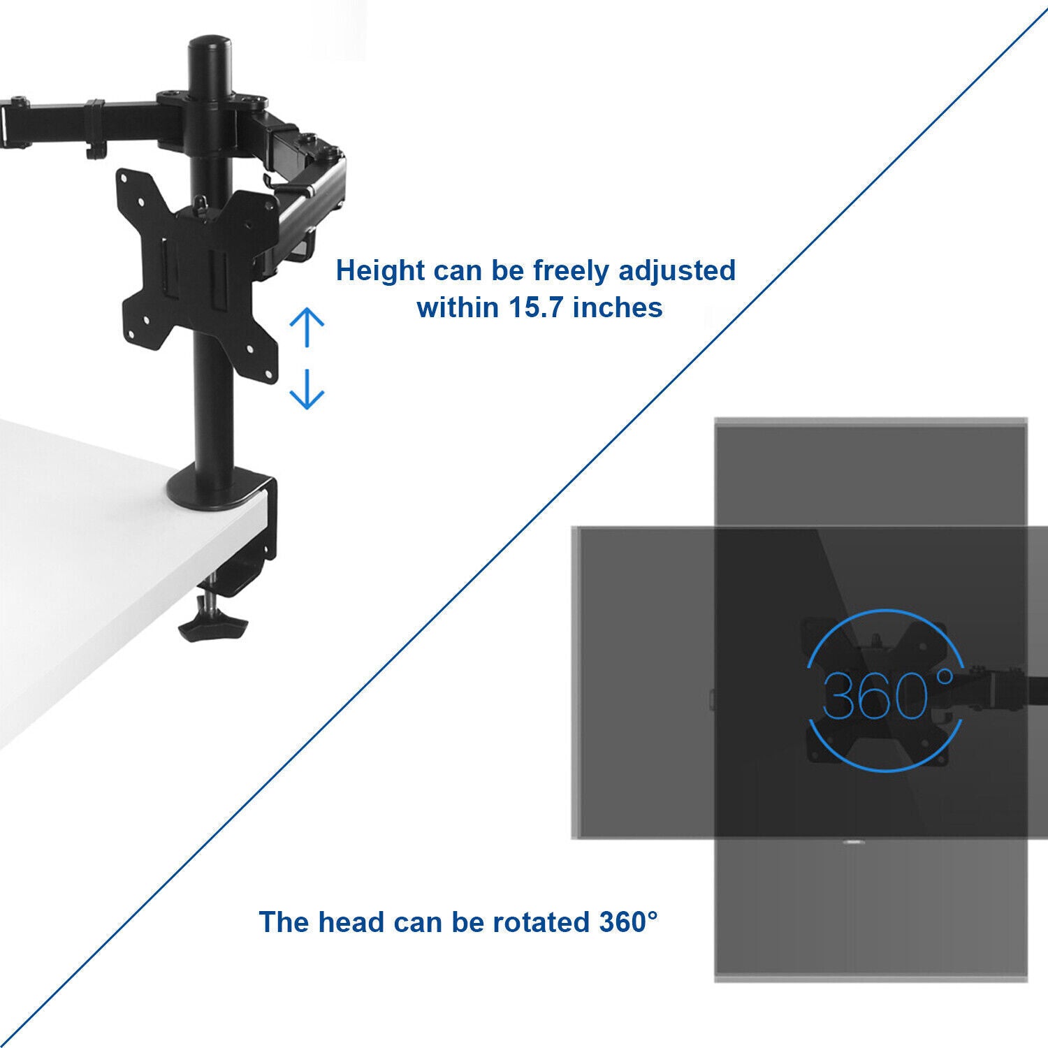 Monitor Stand Dual Arm Desk Mount LED TV Screen Holder Bracket Up to 27''