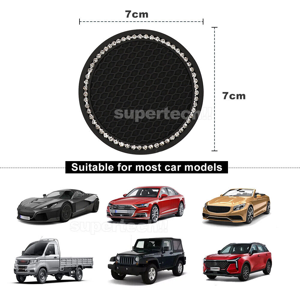 2x Black Bling Universal Car Cup Holder Anti-Slip Insert Coaster Car Accessories