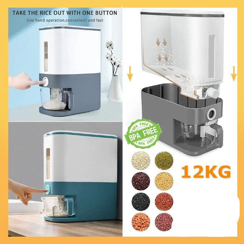 Auto Plastic Dry Food Storage Dispenser Container Airtight Cereal Rice Lid Box