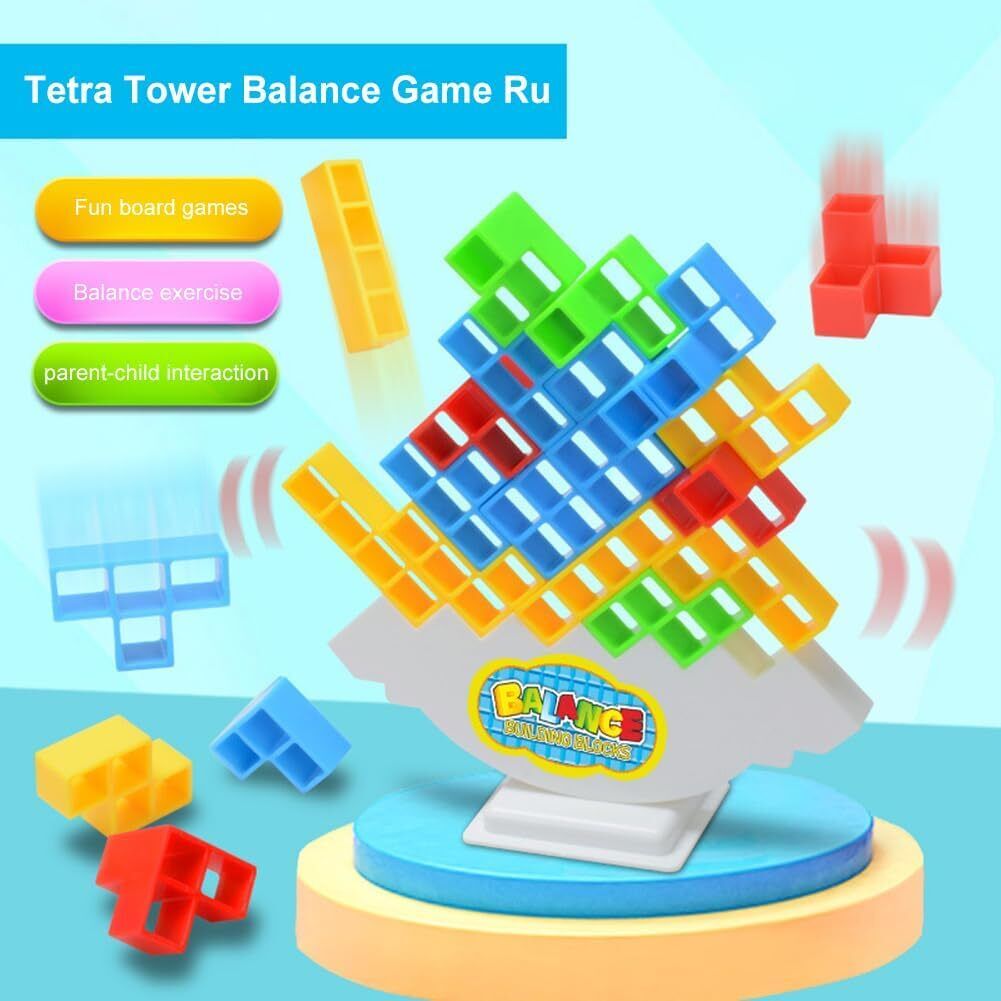 64Pcs Tetra Tower Balance Stacking Blocks Game Team Toys Gifts for Kids & Adults