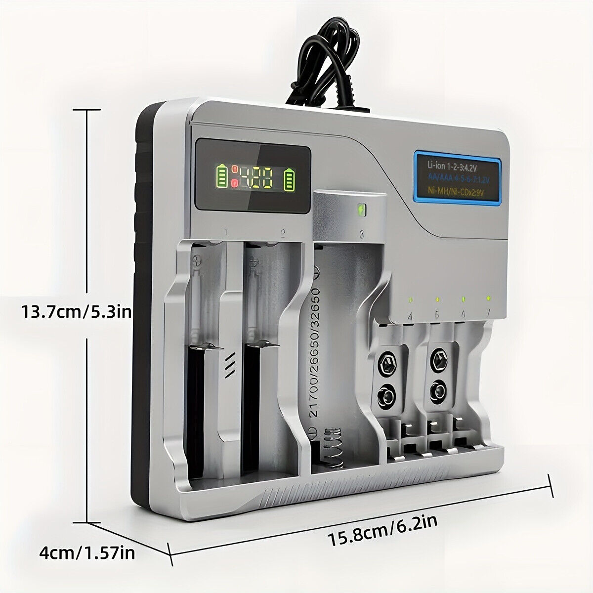 Multi Slots Smart Battery Charger for AA AAA 2A Size Rechargeable Batteries USB